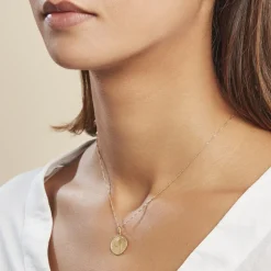 Pendentif Vierge Rond Diamante Or Jaune