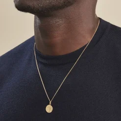 Pendentif Vierge Rond Diamante Or Jaune