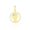 Pendentif Vierge Rond Diamante Or Jaune Oxyde De Zirconium