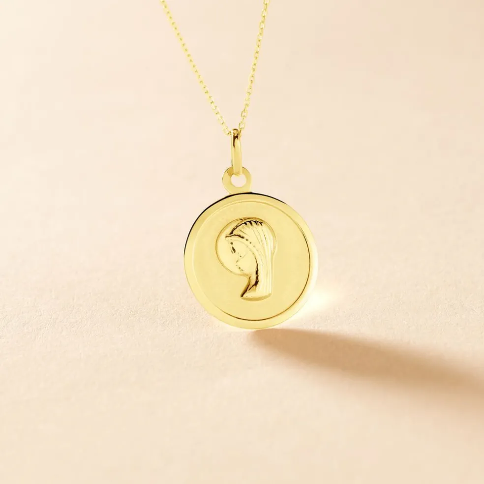 Pendentif Vierge Rond Or Jaune