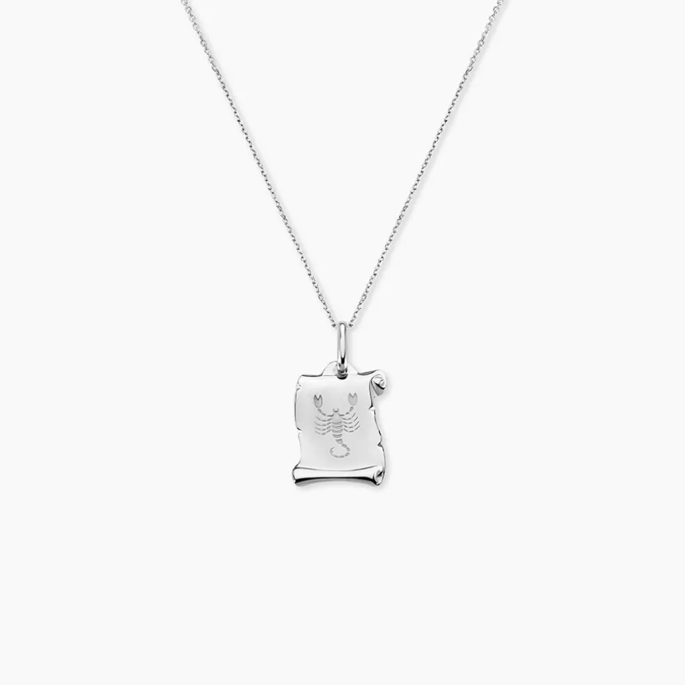 Pendentif Zodiaque Parchemin Argent Blanc
