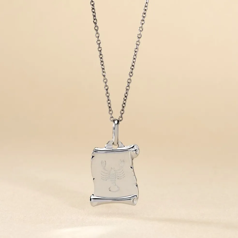 Pendentif Zodiaque Parchemin Argent Blanc