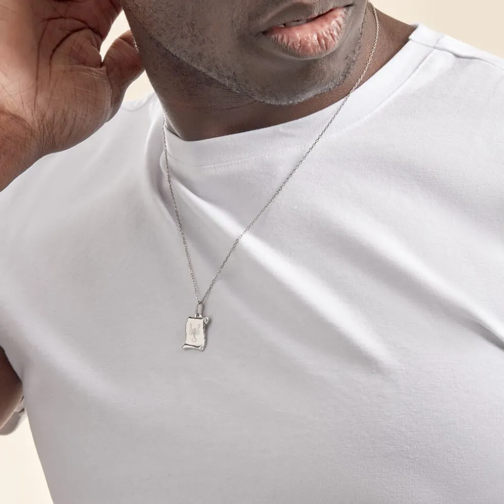 Pendentif Zodiaque Parchemin Argent Blanc