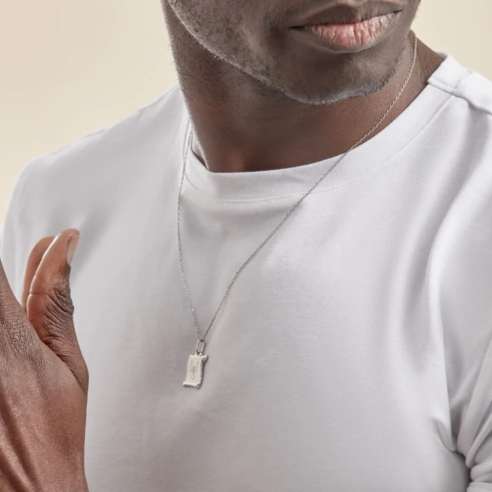 Pendentif Zodiaque Parchemin Argent Blanc