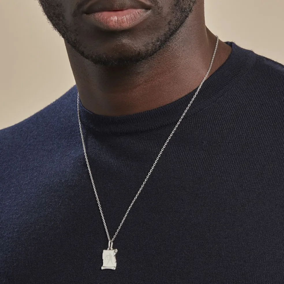 Pendentif Zodiaque Parchemin Argent Blanc