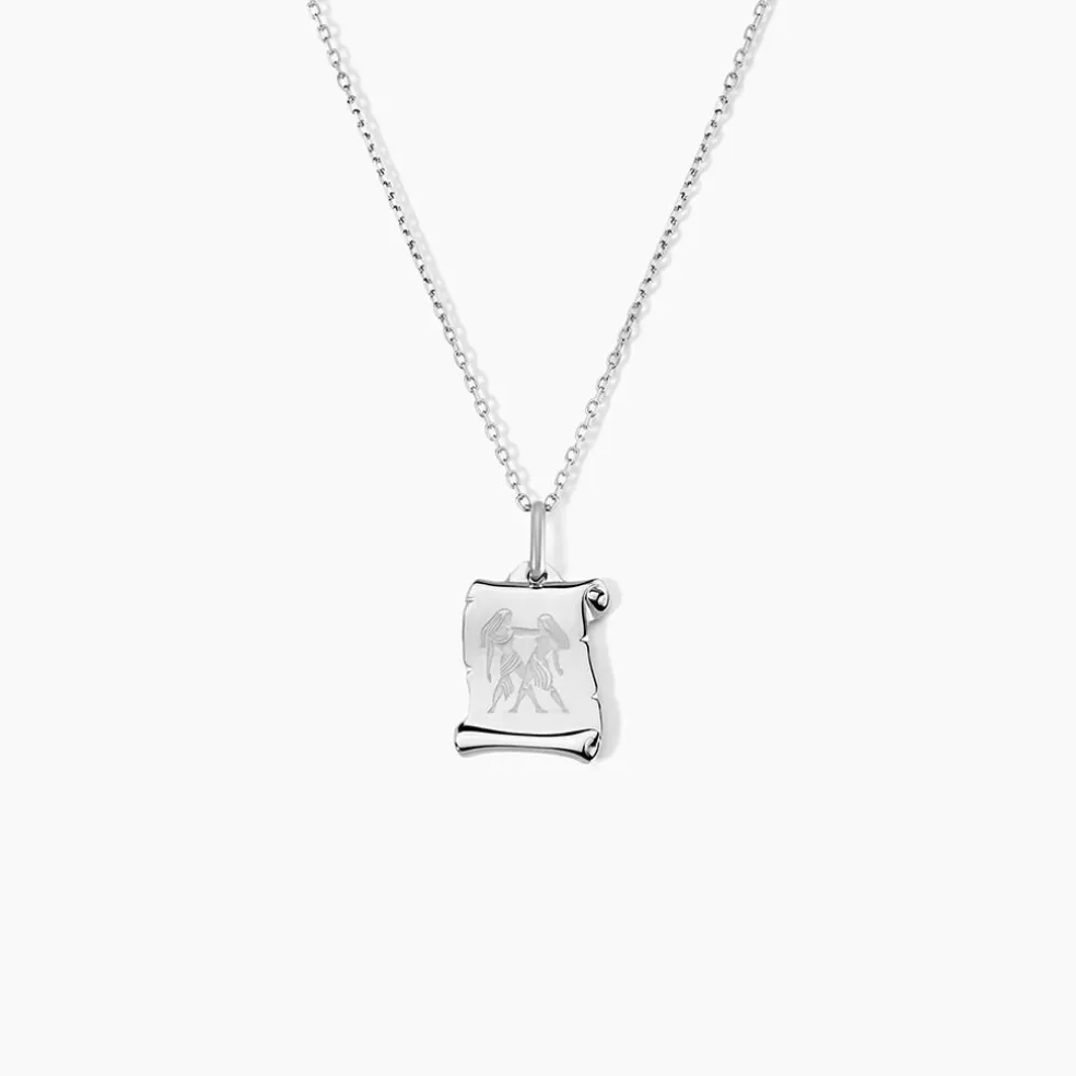 Pendentif Zodiaque Parchemin Argent Blanc