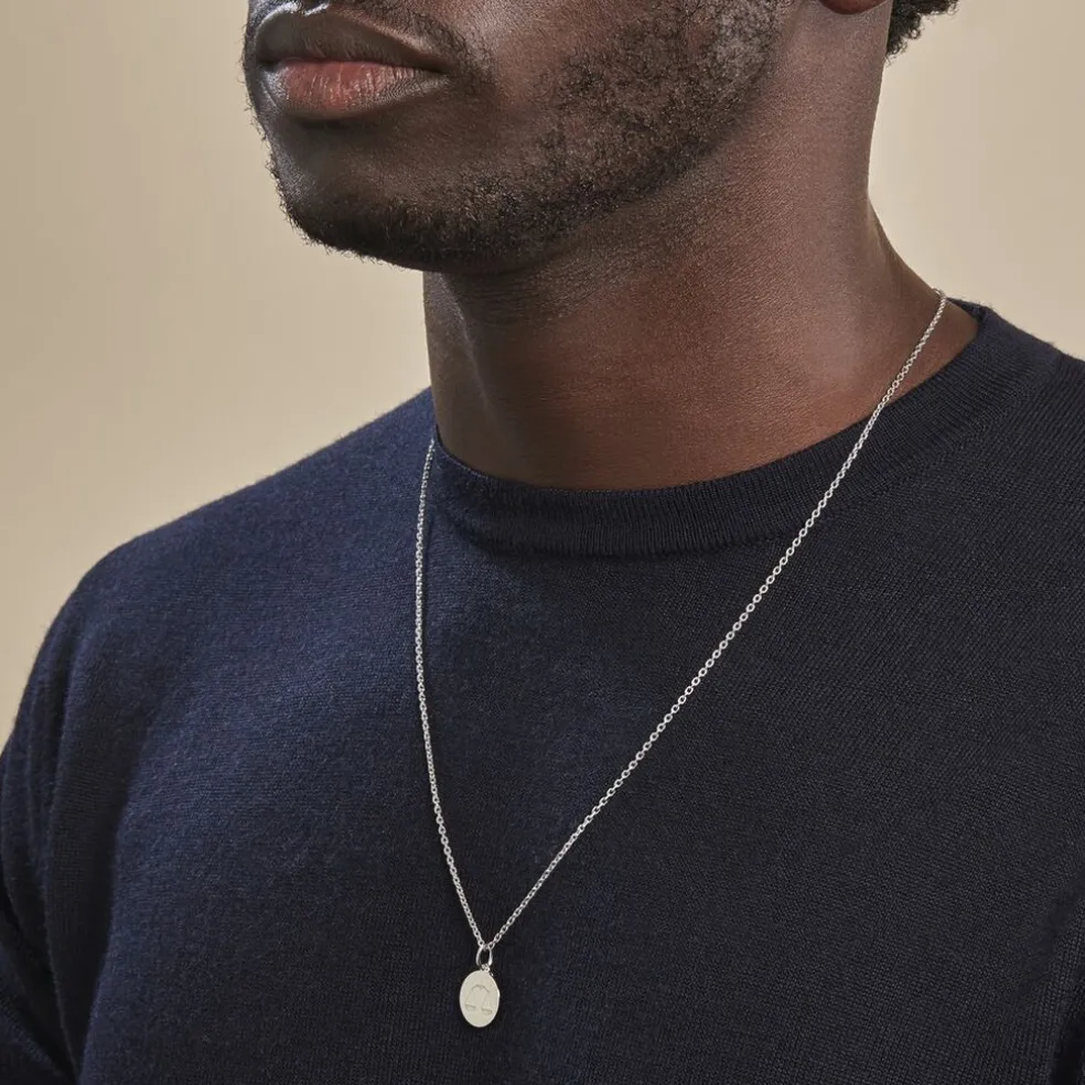 Pendentif Zodiaque Rond Argent Blanc