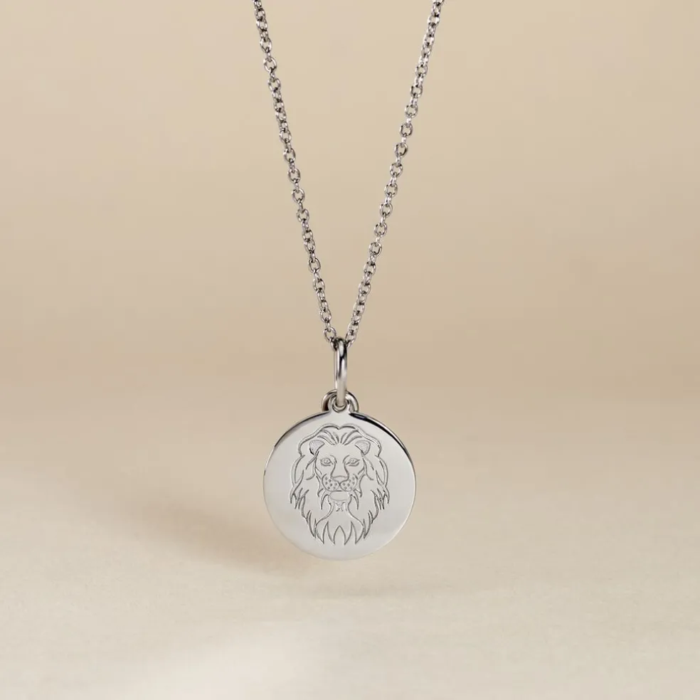 Pendentif Zodiaque Rond Argent Blanc