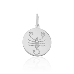 Pendentif Zodiaque Rond Argent Blanc