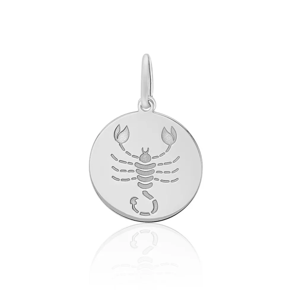 Pendentif Zodiaque Rond Argent Blanc