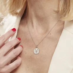 Pendentif Zodiaque Rond Argent Blanc