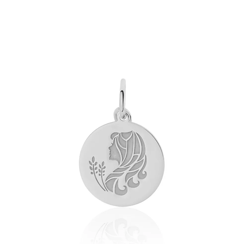 Pendentif Zodiaque Rond Argent Blanc