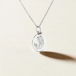 Pendentif Zodiaque Rond Argent Blanc
