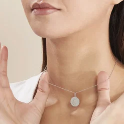 Pendentif Zodiaque Rond Argent Blanc