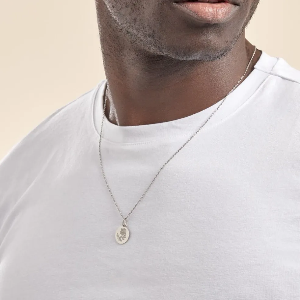Pendentif Zodiaque Rond Argent Blanc