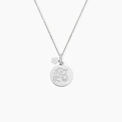 Pendentif Zodiaque Rond Argent Blanc