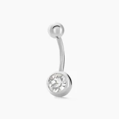 Piercing De Nombril Santuzza Acier Blanc Verre