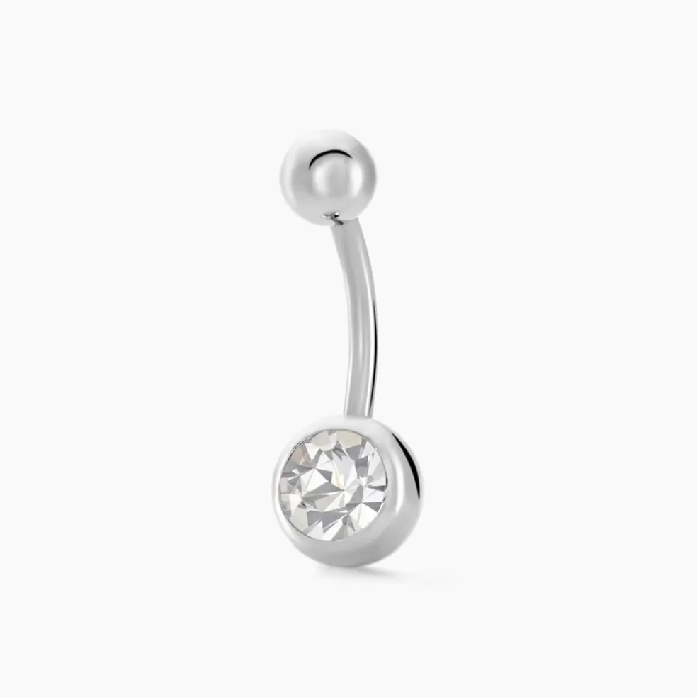 Piercing De Nombril Santuzza Acier Blanc Verre