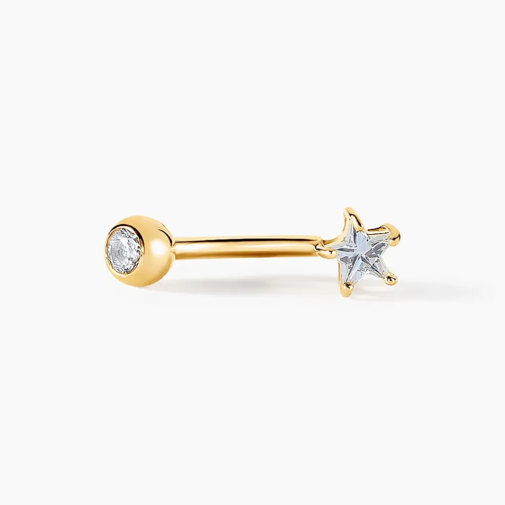Piercing D'oreille Et/ou D'arcade King Or Jaune Oxyde De Zirconium