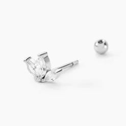 Piercing D'oreille Unitaire Argent Père Oxyde De Zirconium