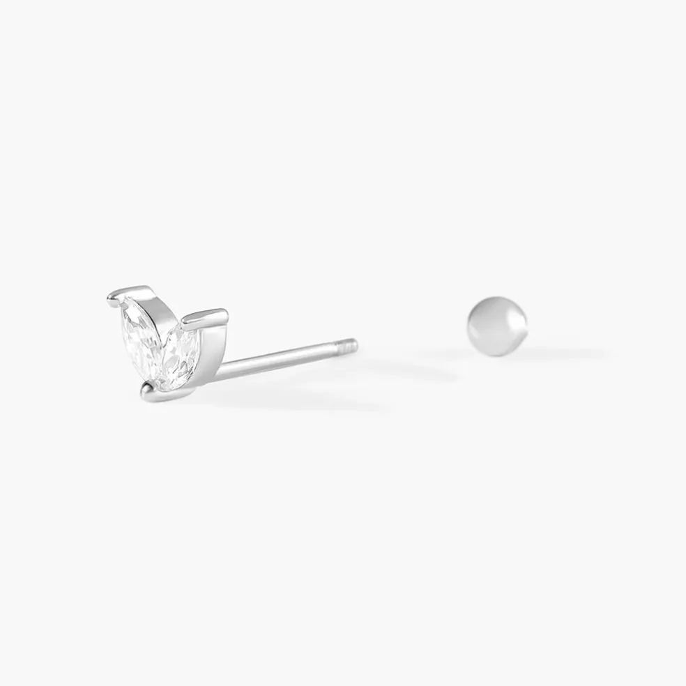 Piercing D'oreille Unitaire Argent Blanc Enyo Oxyde De Zirconium