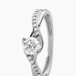 Solitaire Accompagné Laetitianne Or Blanc Diamant Synthétique