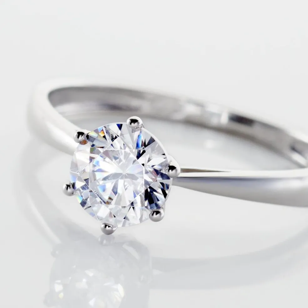 Solitaire Or Blanc Laurian Oxyde De Zirconium Blanc