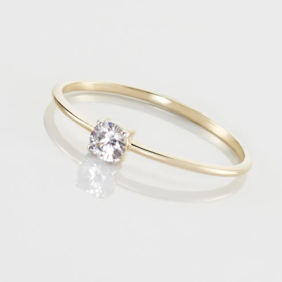 Solitaire Or Jaune Philys Oxyde De Zirconium